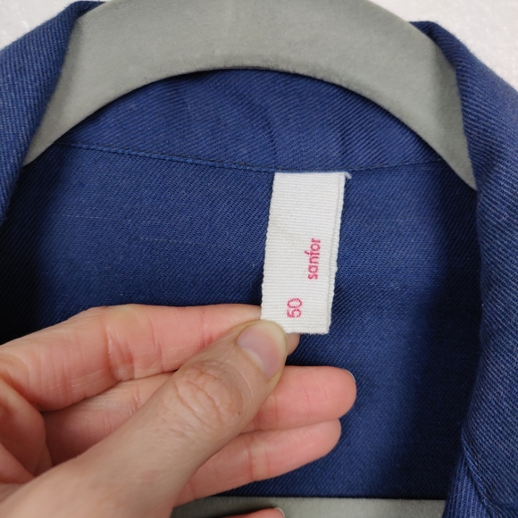 Sanfor Vintage Men’s French Indigo Workwear Long Chore Jacket Lab Coat Sz 50 Lg - Picture 7 of 9